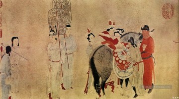  cheval - Yang Guifei montage d’un cheval partie ancienne Chine à l’encre